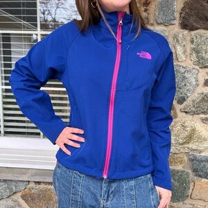 The North Face women’s bionic jacket, cobalt blue and pink, size S